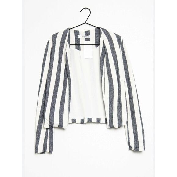 Mango Blazer Women's XXS Black Striped White Casual Jacket Open - Picture 1 of 6